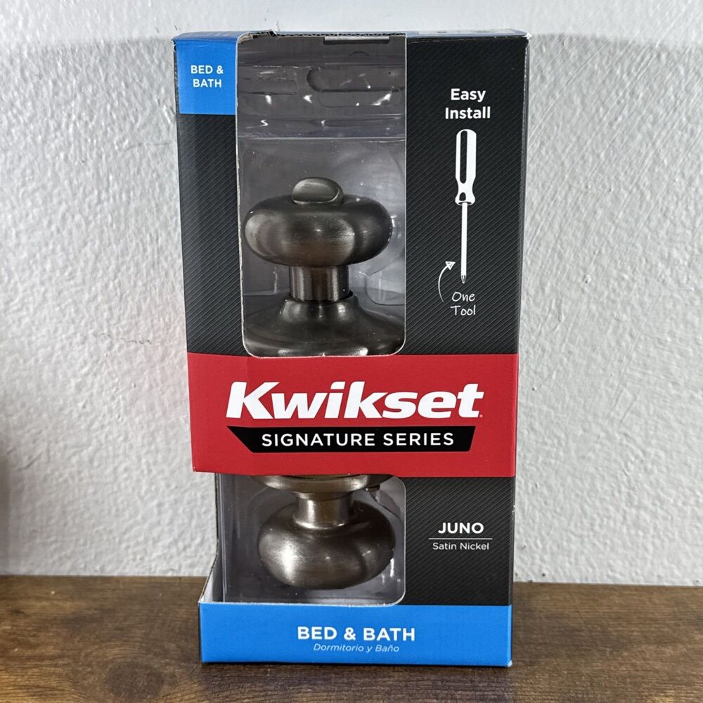 Kwikset Juno Satin Nickel Bed & Bath Privacy Door Knob Lock 97300-829 730J 15 CP